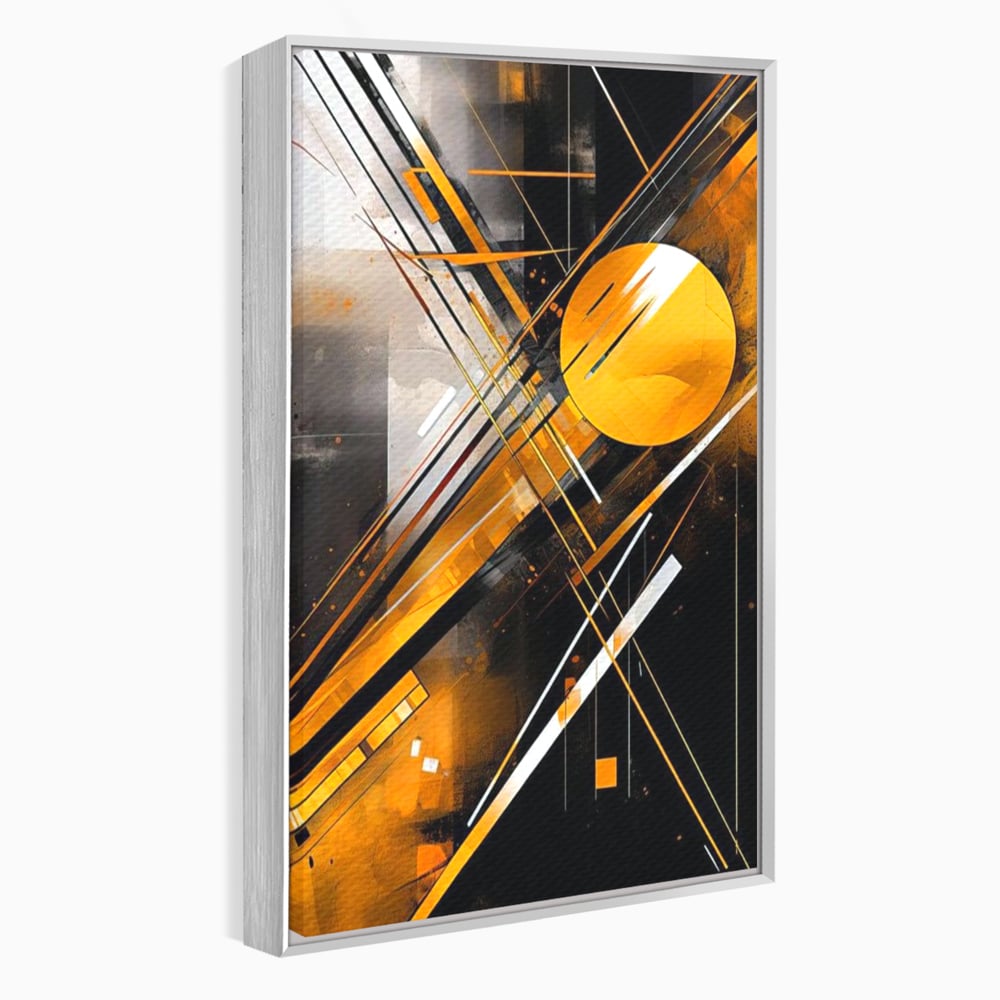 Tablou canvas cu tablou canvas cu forme geometrice abstracte, in rama de aluminiu argintiu